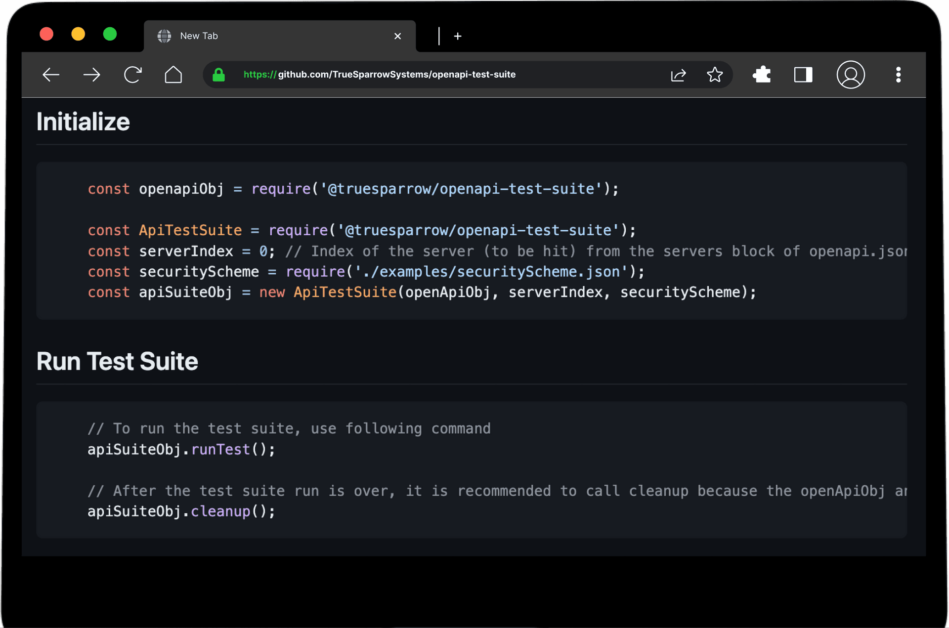 OpenSource OpenAPI Test Suite - True Sparrow